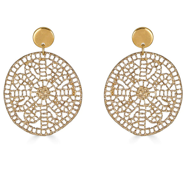 Round Gold Lace Earrings