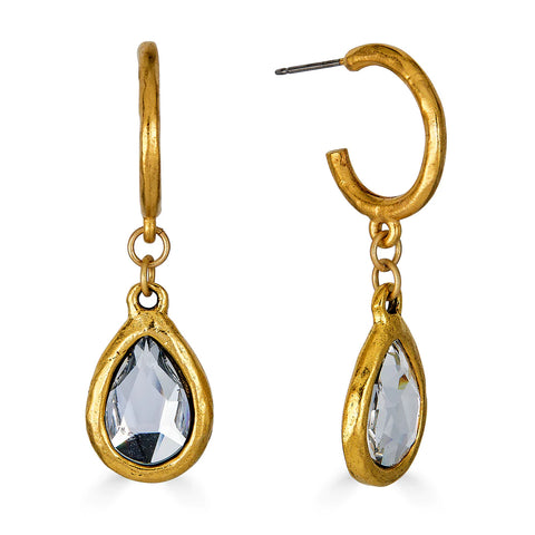 Gold Crystal Teardrop Earrings