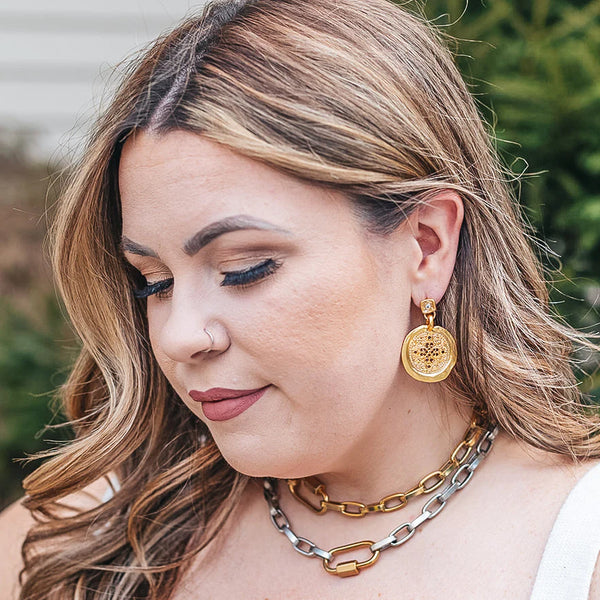 Gold Filagree Coin Earrings
