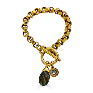 Gold Moonstone & Crystal Charm Bracelet