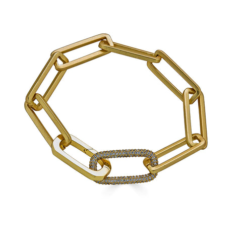 Gold Rectangle Paperclip Bracelet