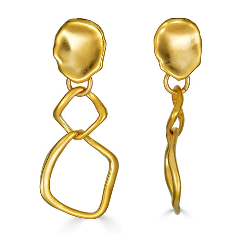 Gold Square Dangle Earrings