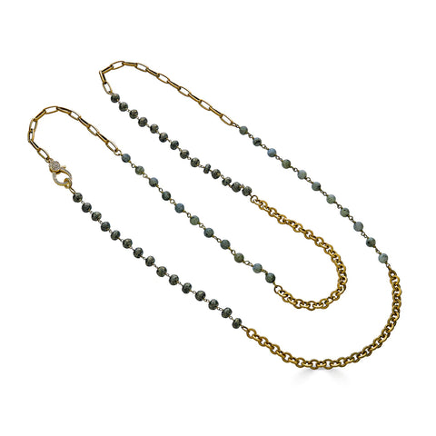 Labradorite & Pyrite Long Necklace