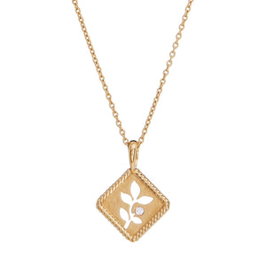 Olive Leaf Pendant Necklace, Gold