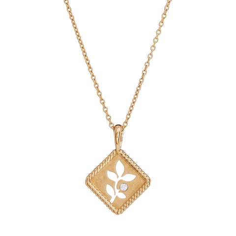 Olive Leaf Pendant Necklace, Gold