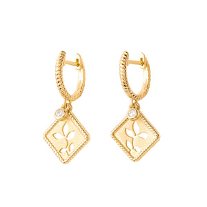 Olive Leaf Hoop Earring, Gold