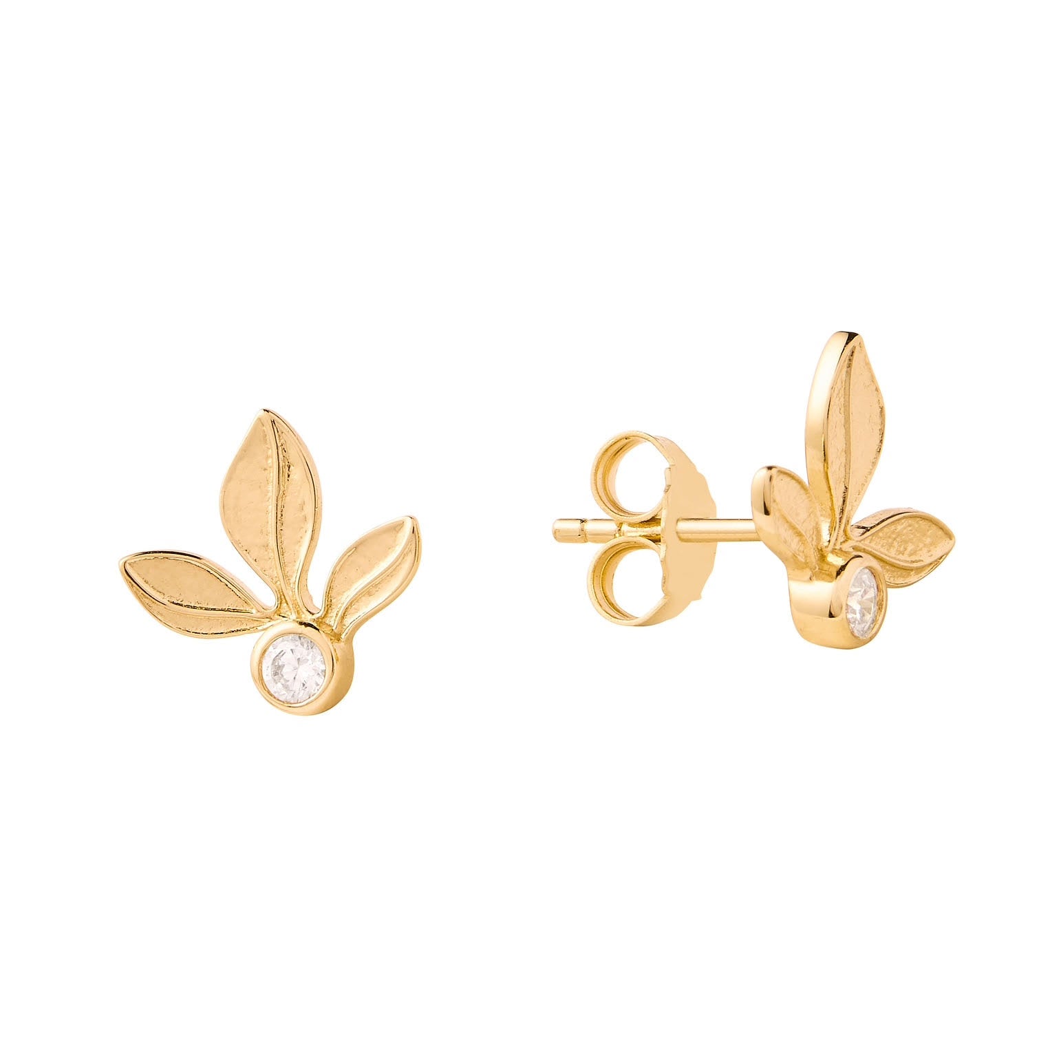 Olive Leaf Stud Earring, Gold