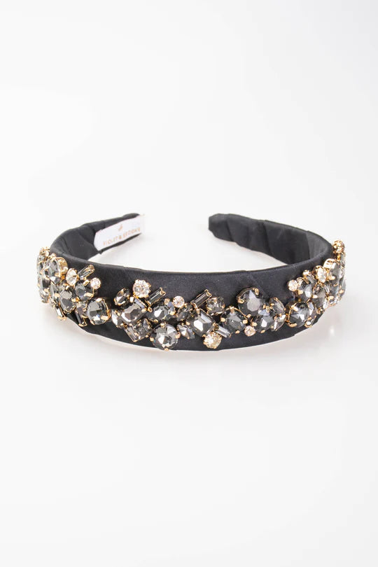 Phoebe Crystal Headband - Jet