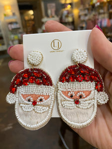 Red Rhinestone Santa  Earrings