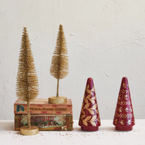 Bottle Brush Tree, Gold Finish