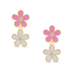 Double Flower CZ Earrings