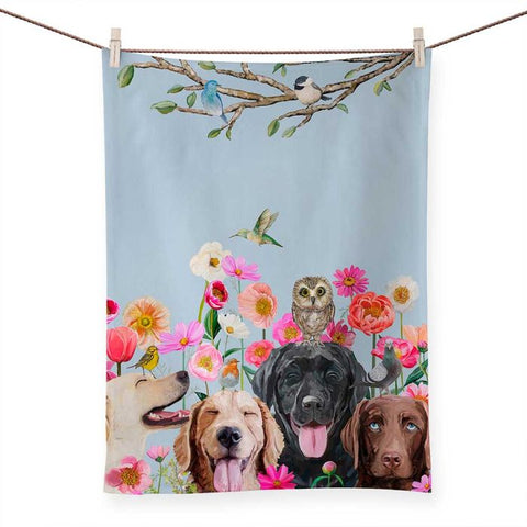 Art Tea Towel - Dogs & Birds