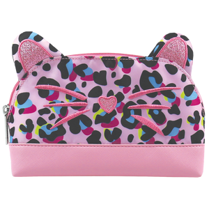 Pink Leopard Oval Cosmetic Bag