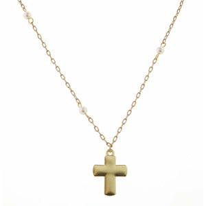 Necklace - Gold Cross Chunky