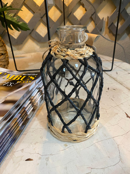 Black Wrapped Glass Vase
