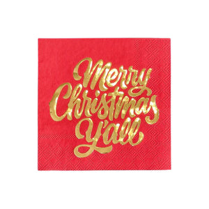 Merry Christmas Y'all Cocktail Napkins