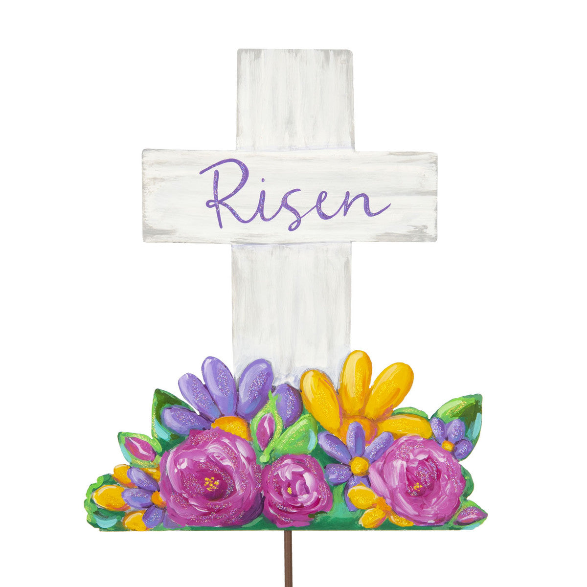Artful Risen Cross & Flowers