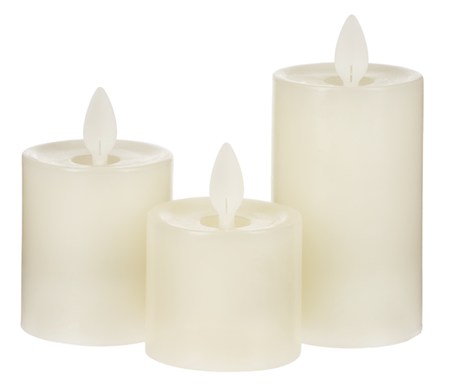LED Ivory Resin Pillar Candles